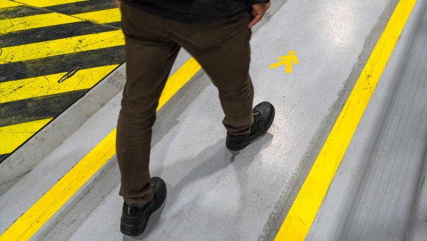 A person going on a  safety track.