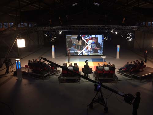 View of film production of live broadcast.